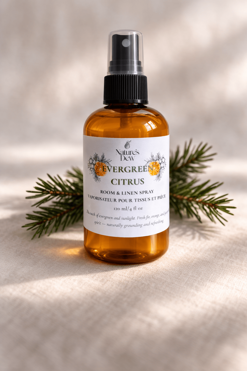 Evergreen Citrus Room & Linen Spray - 120 ml - Nature's Dew Candle & Skincare