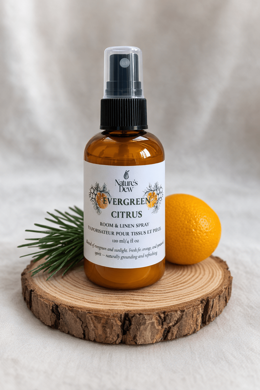 Evergreen Citrus Room & Linen Spray - 120 ml - Nature's Dew Candle & Skincare