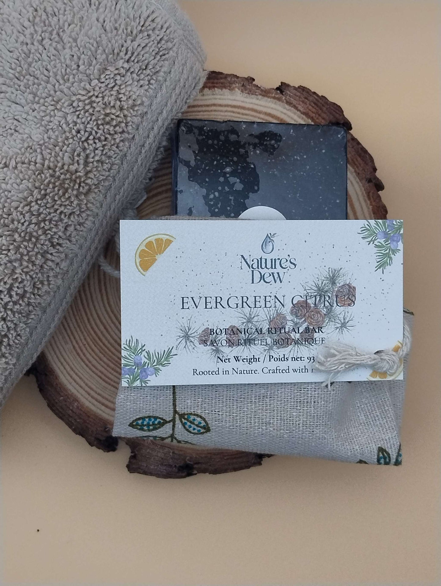 Evergreen Citrus Ritual Soap – green and charcoal swirled soap with spirulina – Nature’s Dew Candle & Skincare