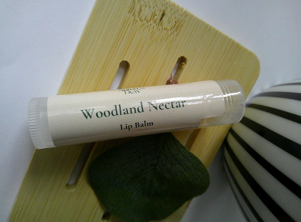 Woodland Nectar Lip Balm with eucalyptus and honey for hydration and refreshment.